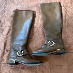 Tory Burch Brown Leather riding boots with gold hardware